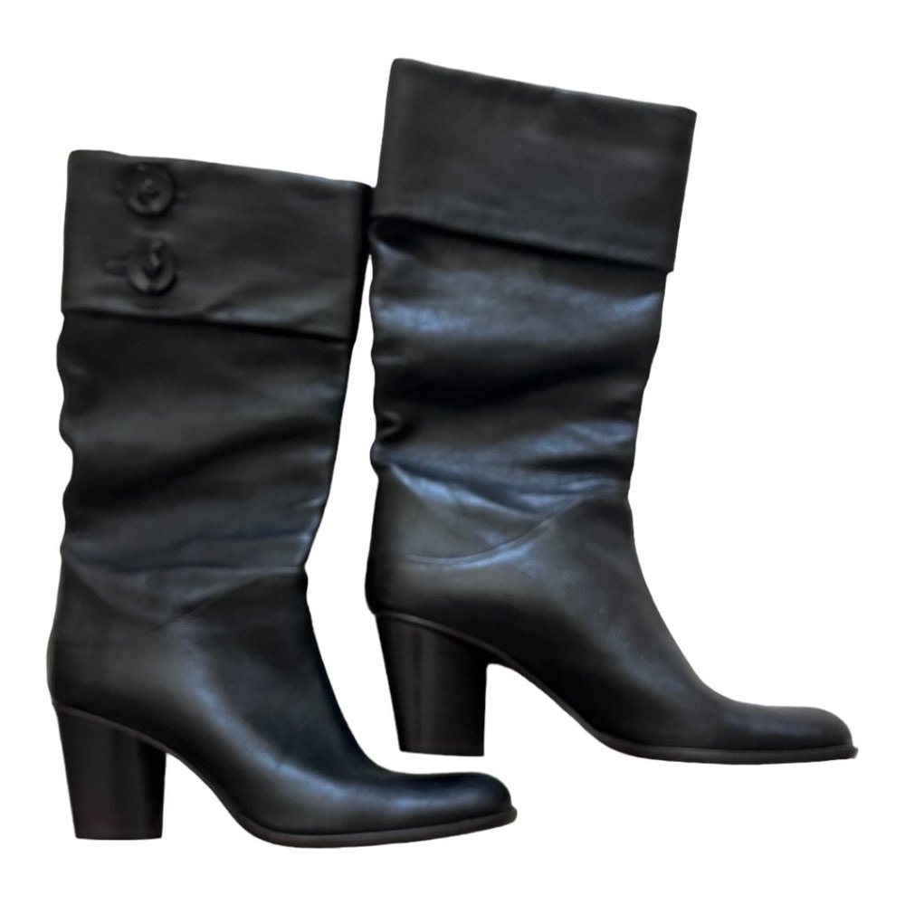 Black Leather Heeled Boots